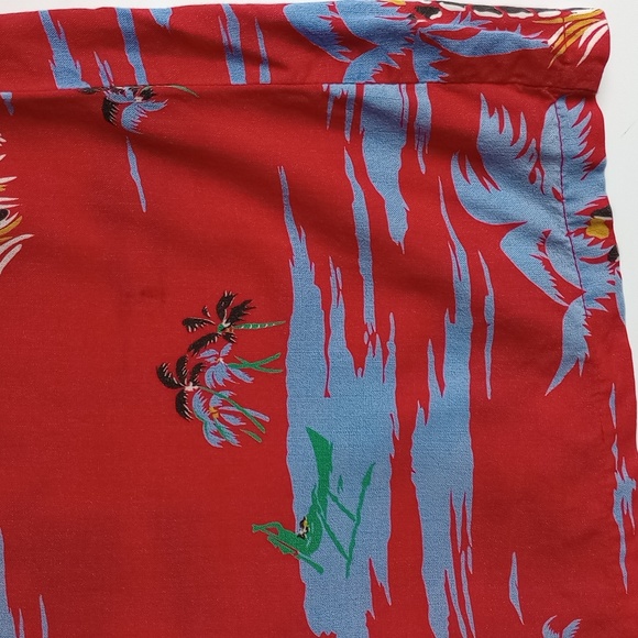 Vintage Kennington California Hawaiian Button Up Shirt Red & Blue Mens Large - Picture 10 of 10